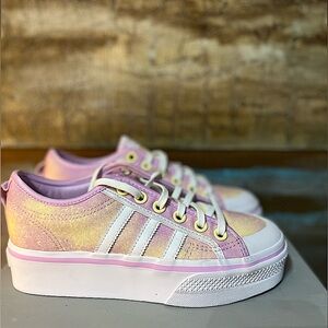 COPY - Brand New Women’s Adidas Nizza Platform Pink/Yellow/White Shoes!